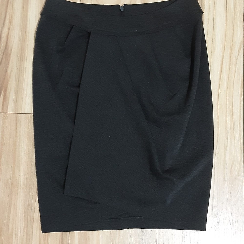 Baraschi black faux wrap pencil skirt.